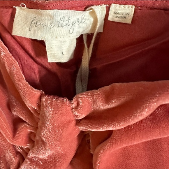 NWT Anthro Pink Rose Forever That Girl Velvet Corseted Tie-Strap Top - Picture 6 of 9